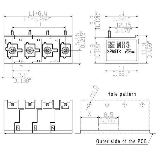 8000078327 - 7.5mm Pitch Male PCB Connector, 8 Poles, 1000V Rating  (Pack of 9)