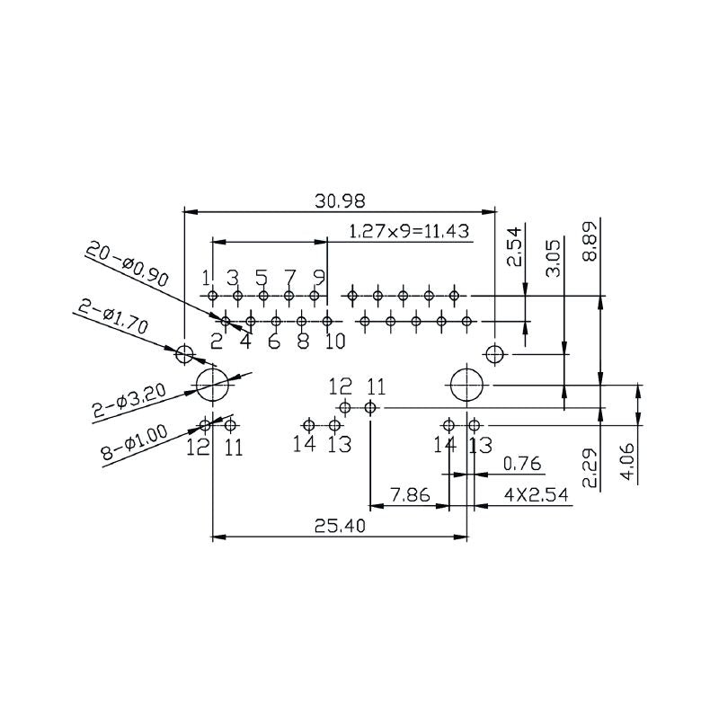 2544500000 - 90° PCB RJ45 Transformer Jack, 10 Poles, Nickel-Plated  (Pack of 80)