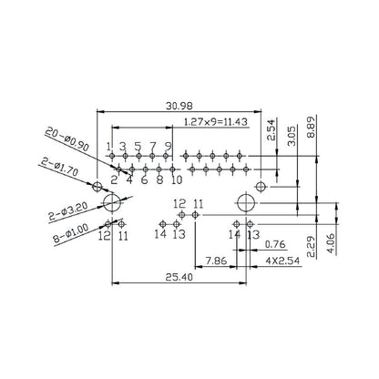 2544500000 - 90° PCB RJ45 Transformer Jack, 10 Poles, Nickel-Plated  (Pack of 80)