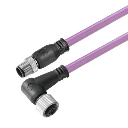 1062310300 - 3m M12 Shielded Cable with Straight & Right-Angle Connectors