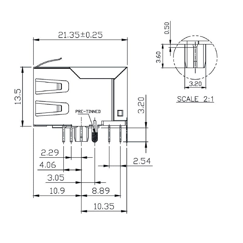 2036460000 - 90° RJ45 Connector for PCB, 8-pole, 750 Cycles  (Pack of 180)