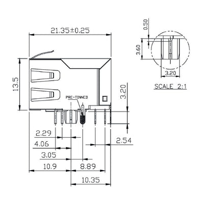 2036460000 - 90° RJ45 Connector for PCB, 8-pole, 750 Cycles  (Pack of 180)