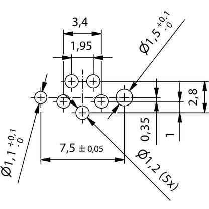 2424030000 - 5-Pole M8 Built-In Connector with Mounting Thread  (Pack of 25)