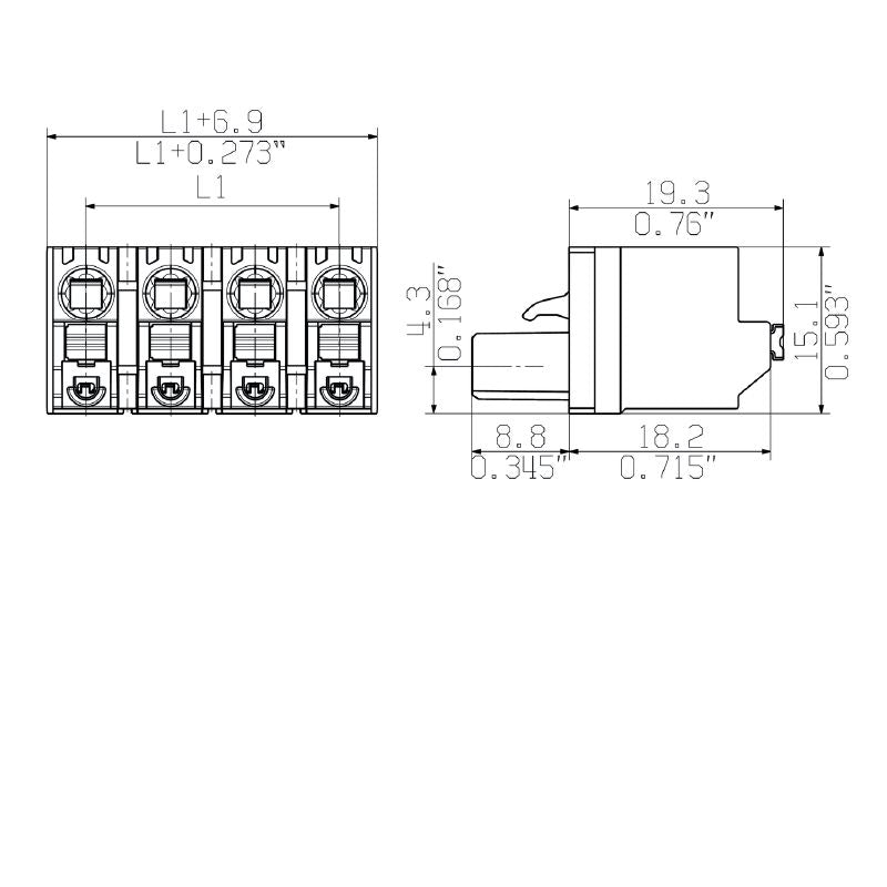1230240000 - 11-Pole PCB Connector with 180° Angle and PUSH IN Mechanism  (Pack of 18)