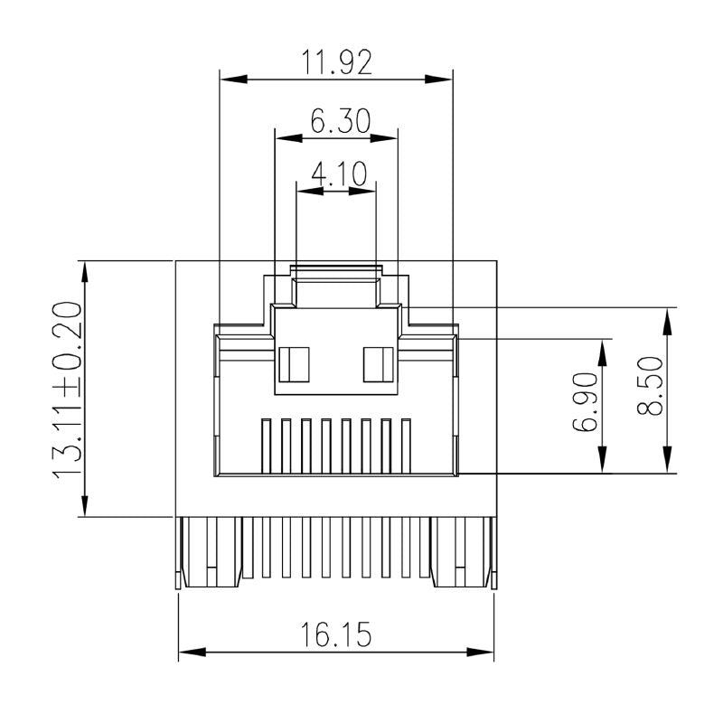 2638490000 - 90° RJ45 Modular Jack for Cat. 5 PCB Connections  (Pack of 200)