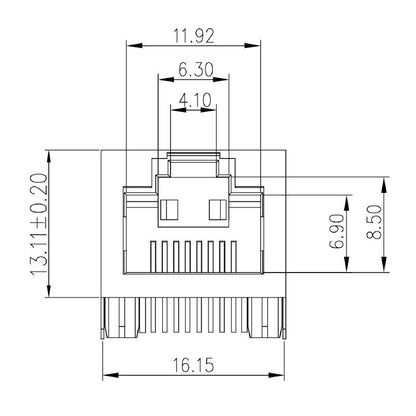 2638490000 - 90° RJ45 Modular Jack for Cat. 5 PCB Connections  (Pack of 200)