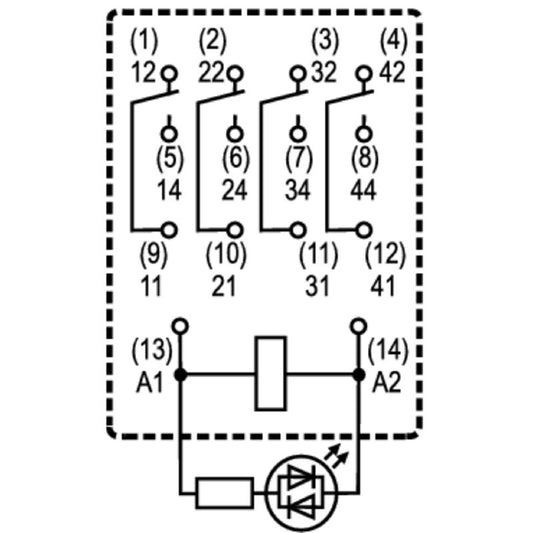 8690220000 - 24V DC Relay with 4 Contacts & Test Button  (Pack of 10)