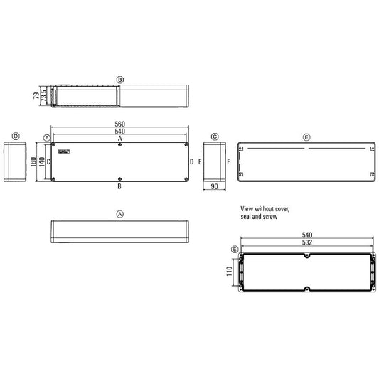 1306100000 - Polished Black Klippon POK Enclosure, 160mm x 360mm x 90mm