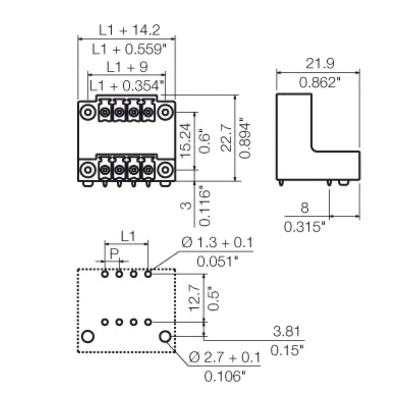 1033970000 - 3.81mm 4-Pole Male PCB Connector for Through-Hole Soldering  (Pack of 50)
