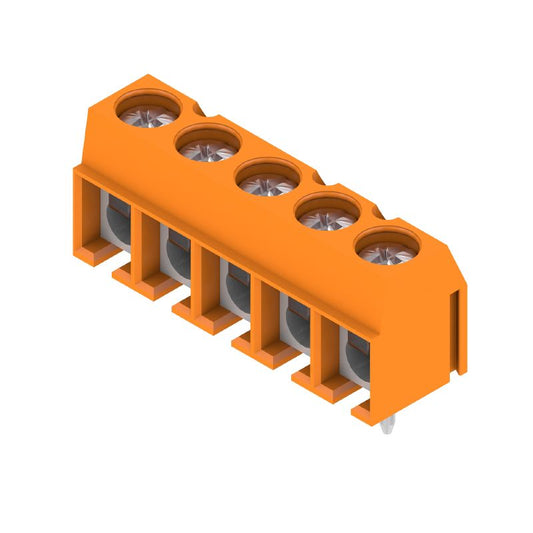 1234670000 - Orange 5-Pole PCB Terminal 5mm Pitch, 90° Angle  (Pack of 100)