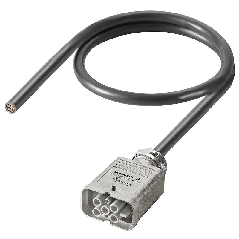 2712390500 - IP65 6-Pole Heavy-Duty Connector Assembly, 5m Length