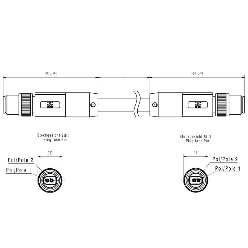 2726070020 - 2m M8 SPE Patch Cable with IP67 Protection