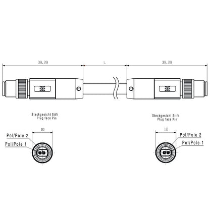 2726070020 - 2m M8 SPE Patch Cable with IP67 Protection