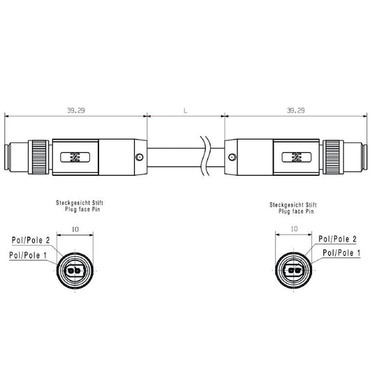 2726070020 - 2m M8 SPE Patch Cable with IP67 Protection
