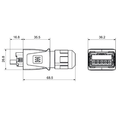 2465440000 - Durable PROFINET Power Connector Plug, -40°C to 70°C Operating Range