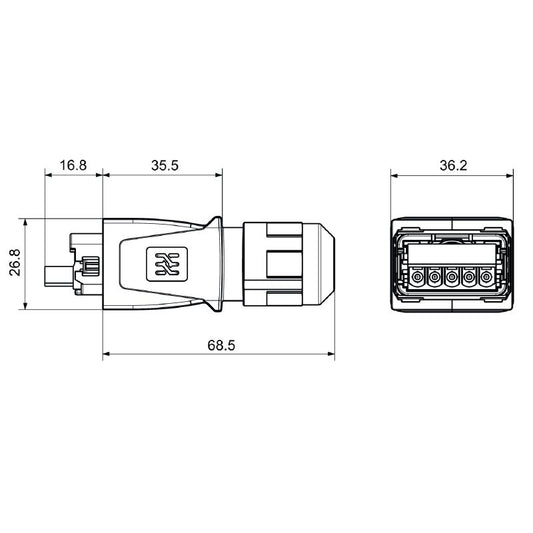 2465440000 - Durable PROFINET Power Connector Plug, -40°C to 70°C Operating Range
