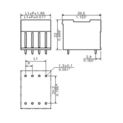 1602550000 - 36-Pole 5.08mm PCB Plug Connector, 180° Elbow Design  (Pack of 10)