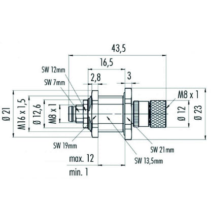 1392400000 - IP67 M8 Connector with 4A Current and Gold-Plated Contacts