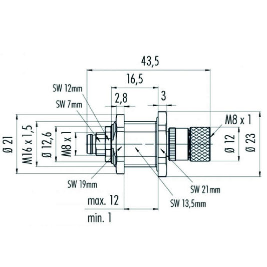 1392400000 - IP67 M8 Connector with 4A Current and Gold-Plated Contacts