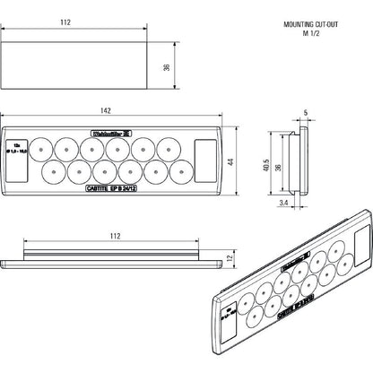 2743630000 - TPE Grey Cable Entry Plate, 44mm x 142mm x 12mm  (Pack of 10)