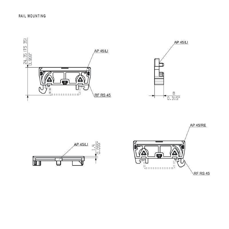 8143910000 - Pebble Grey DIN Mount End Plate, 8mm x 45mm x 22.8mm  (Pack of 20)