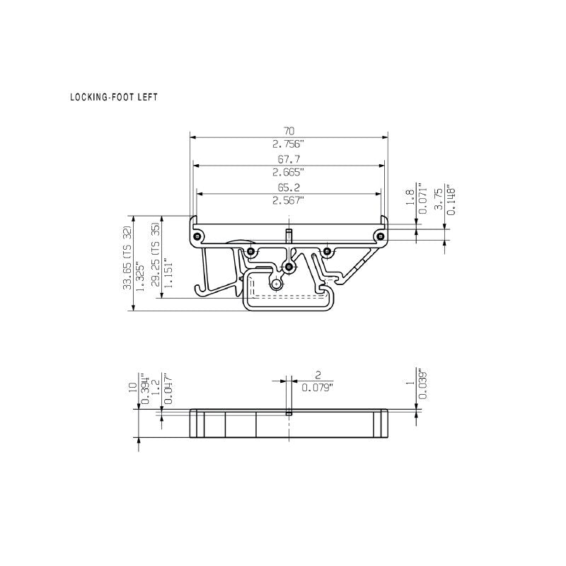 0119660000 - 10mm Clip-In Foot for DIN Mounting Rail, RoHS Compliant  (Pack of 20)
