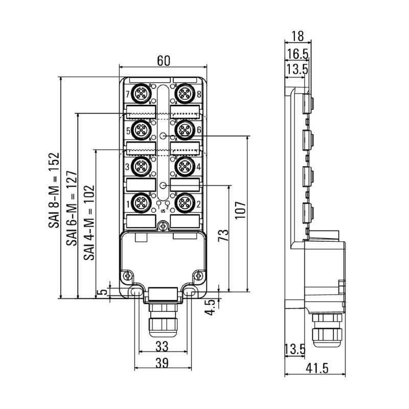 1892080000 - IP68 5-Pole M12 Connector with LED, A-Coding