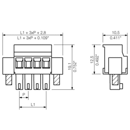 1940050000 - 3.81mm 9-Pole Female PCB Connector with 90° Clamp  (Pack of 50)