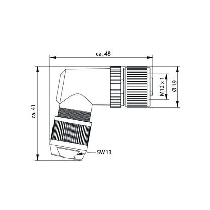 2681550000 - M12 Push-In Connector, 4-8mm Cable Diameter, Durable PA 66