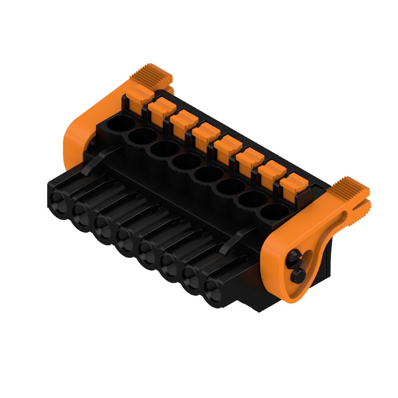 1000700001 - 5.08mm Female PCB Plug Connector with 8 Poles, 90° Angle  (Pack of 36)