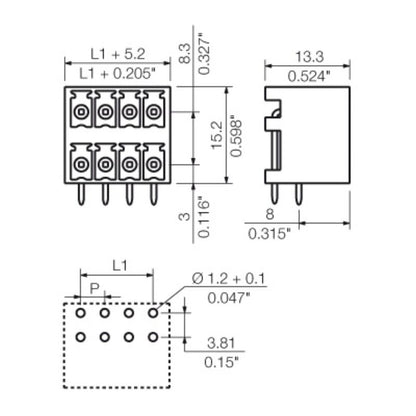 1040440000 - 3.81mm Male Header PCB Connector with 10 Poles  (Pack of 50)