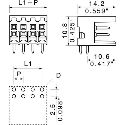 1728310000 - 3.5mm 6-Pole PCB Connector, RoHS Compliant, 90-Degree Angle  (Pack of 174)
