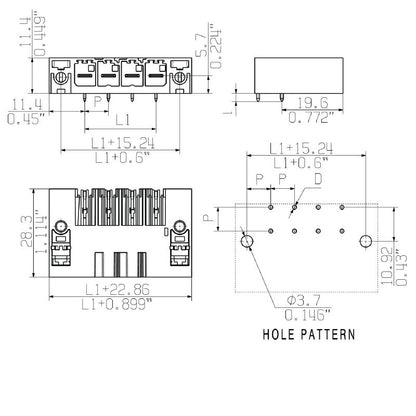 2499600000 - 7.62mm THT Male Header Connector with Screw Flange  (Pack of 60)