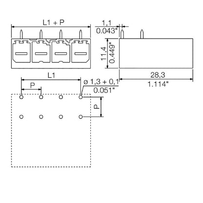 1931270000 - 3-Pole 7.62mm PCB Connector with Closed Side, 270° Angle  (Pack of 78)