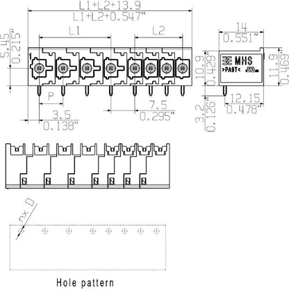 8000078337 - 7.50mm Male PCB Connector, 6 Poles, RoHS Compliant  (Pack of 13)
