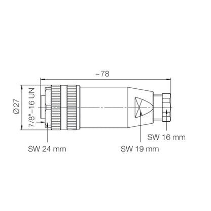 1812480000 - 7/8" Field-Attachable Connector, IP67 Rated, 9A Capacity