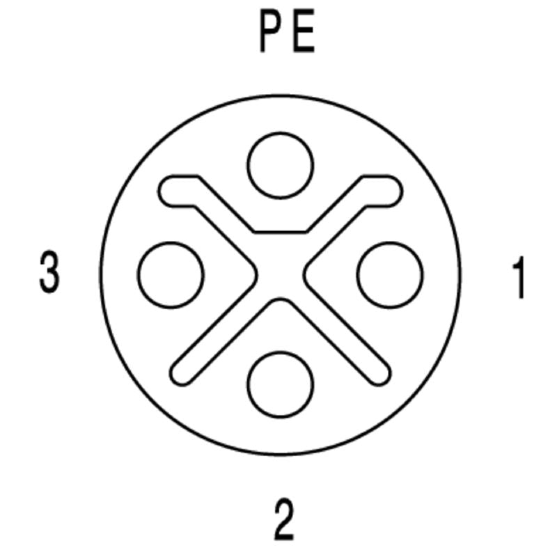 2050160300 - 3m Unshielded 4-Pole Power Cable with Female Socket