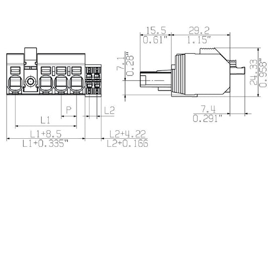 2628330000 - 7.62mm Pitch Female PCB Connector, 180° Orientation  (Pack of 54)