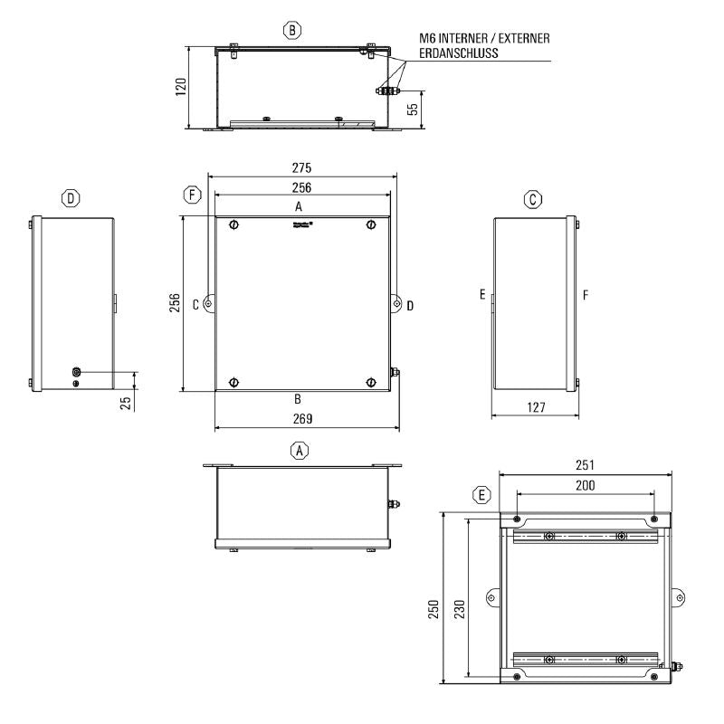 1058860000 - Stainless Steel Terminal Box 250mm with Cable Glands