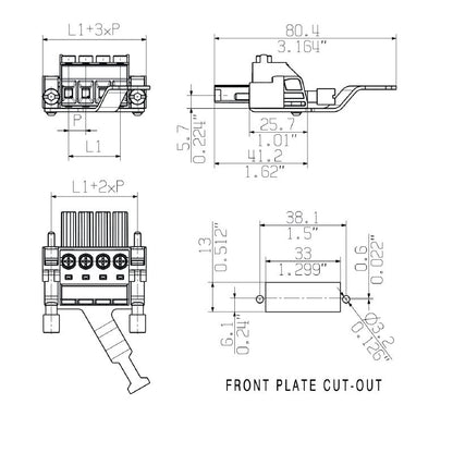 2637690000 - 7.62mm PCB Female Connector with 4-Pole Clamping Yoke  (Pack of 25)