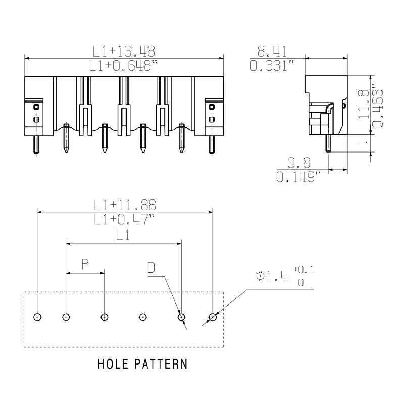 1141290000 - 11-Pole Male Header Connector with 7.62mm Pitch, Orange  (Pack of 18)