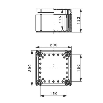9535690000 - Light Grey Polycarbonate Enclosure, 200mm x 200mm x 132mm