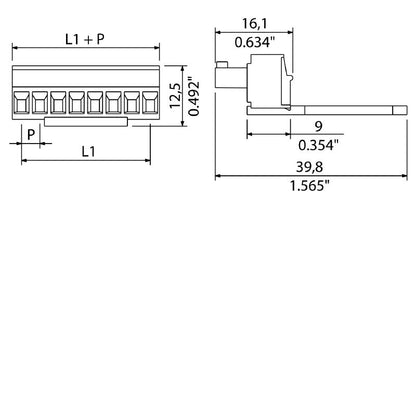 1236410000 - 3.81mm Female Connector with 16 Poles & 180° Angle  (Pack of 50)