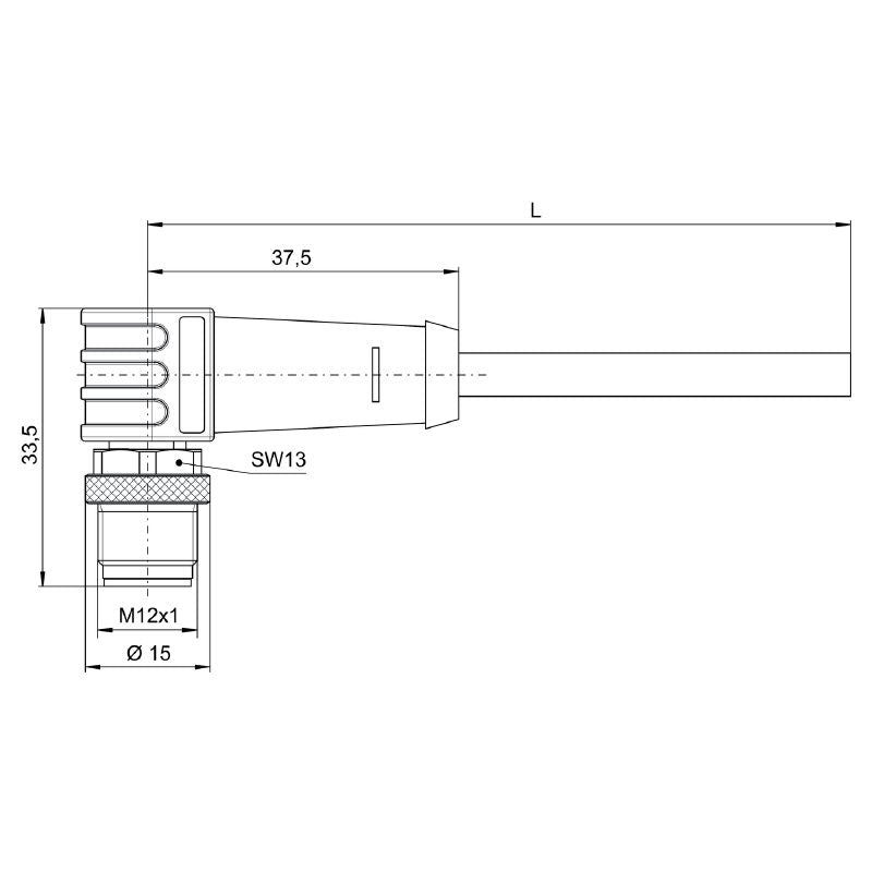 1276060500 - 5m M12 8-Pole Sensor/Actuator Cable, Shielded PUR Design