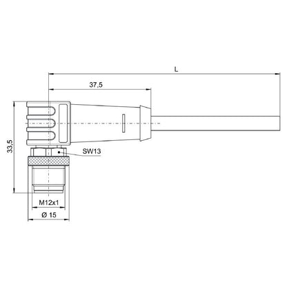 1276060500 - 5m M12 8-Pole Sensor/Actuator Cable, Shielded PUR Design