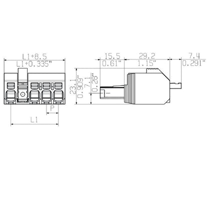 2549360000 - 7.62mm PCB Female Connector with 180° PUSH IN Technology  (Pack of 60)