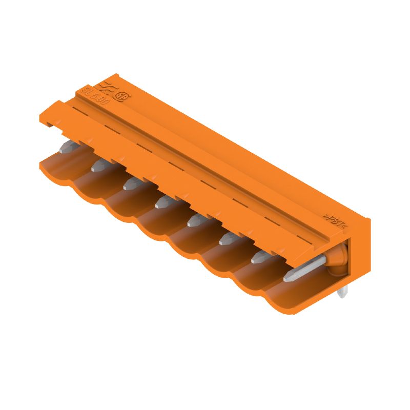 1571190000 - 5.00mm Orange Male PCB Header Connector, 90° Angle, 8 Poles  (Pack of 50)