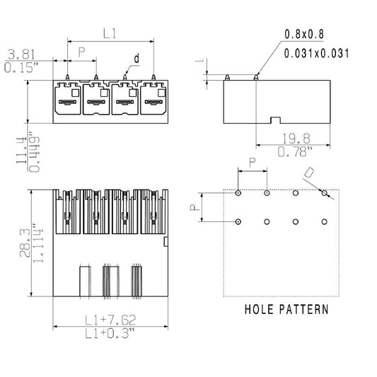2499330000 - 7.62mm 2-Pole PCB Connector with 270° Elbow & Tinned Pins  (Pack of 120)