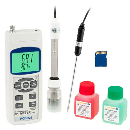 PCE-228-KIT - Portable pH Meter Kit with Data Logging & Temperature Sensor