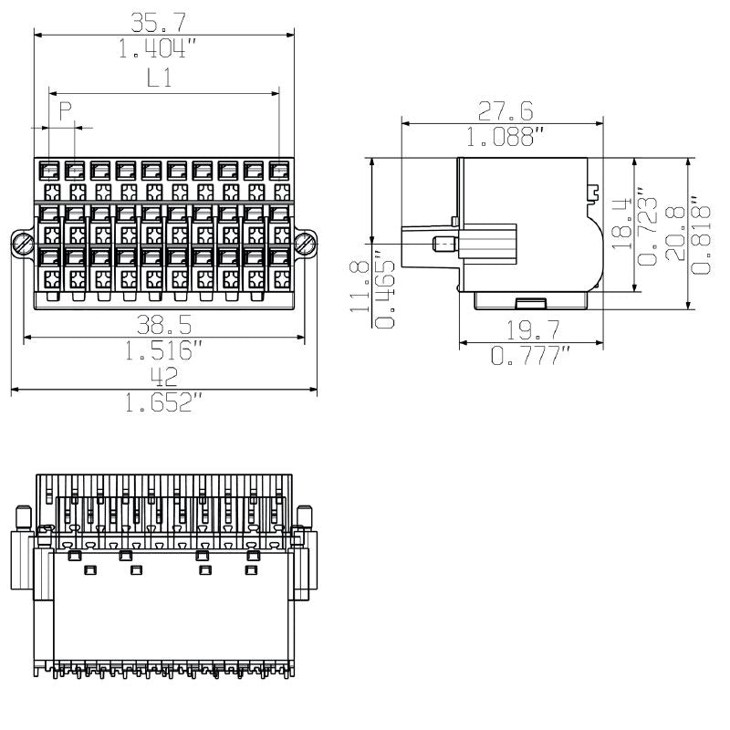 1965970000 - 3.50mm 30-Pole Female PNP LED Connector with PUSH-IN Feature  (Pack of 20)